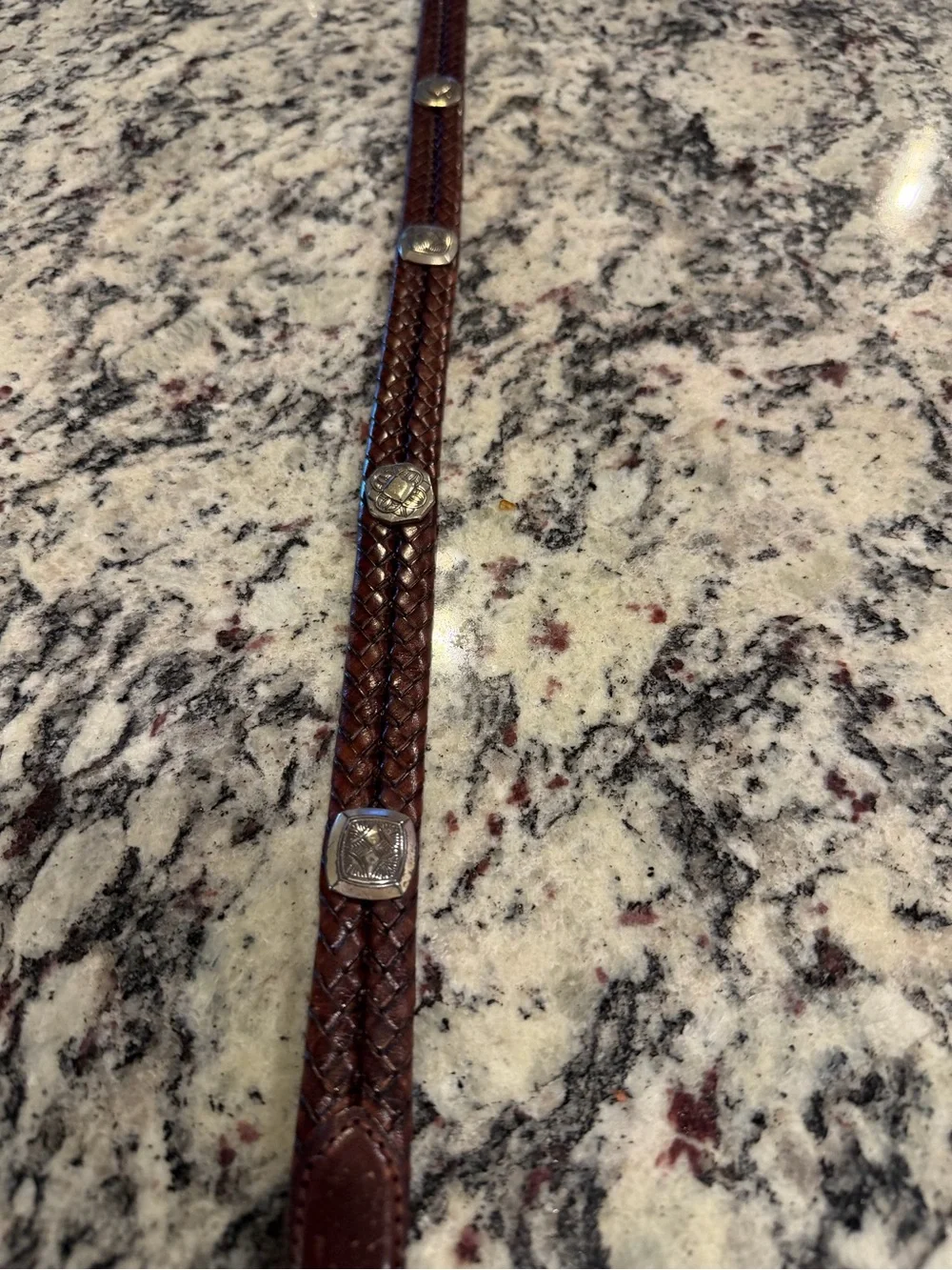 Brighton Braided Brown Leather Wrap Belt with Silver-Tone Buckle
